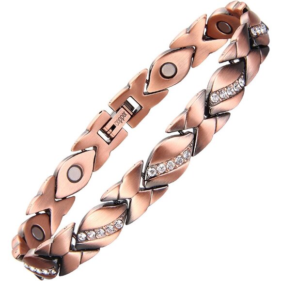 Elegant 99.99% Copper Magnetic Bracelet & Ring Set - Adjustable, Hypoallergenic - Picture 1 of 7